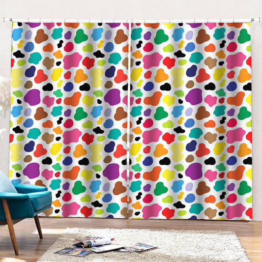 Colorful Cow Pattern Print Pencil Pleat Curtains