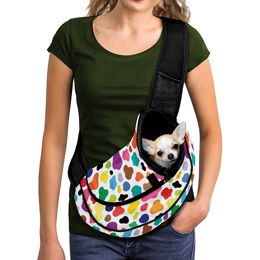 Colorful Cow Pattern Print Pet Sling Carrier