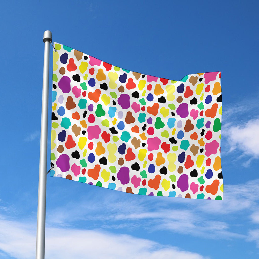 Colorful Cow Pattern Print Polyester Flag