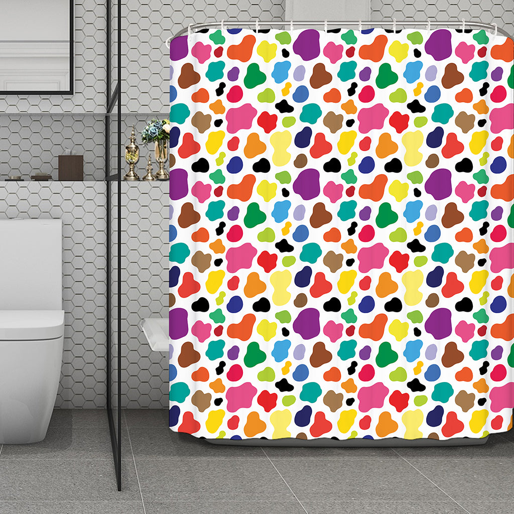 Colorful Cow Pattern Print Polyester Shower Curtain