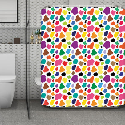 Colorful Cow Pattern Print Polyester Shower Curtain