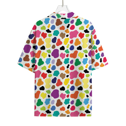 Colorful Cow Pattern Print Rayon Hawaiian Shirt