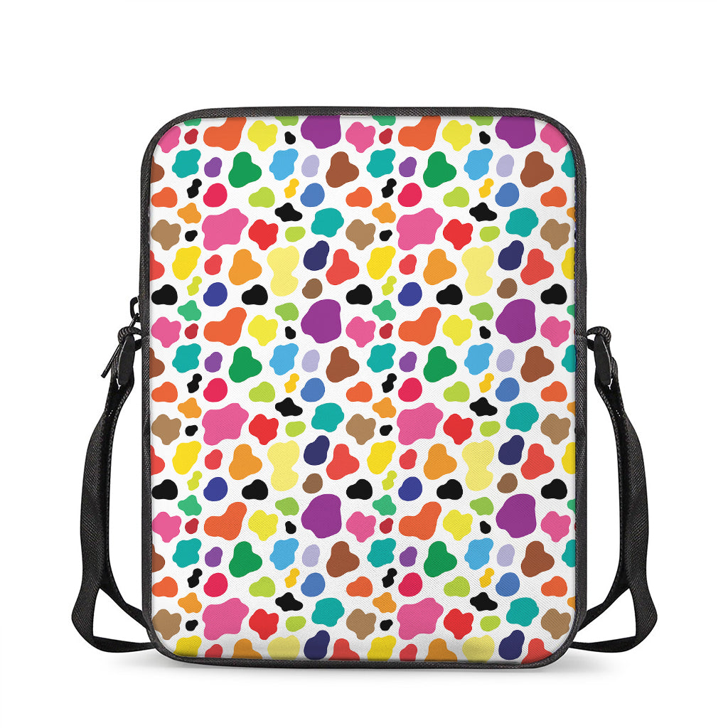 Colorful Cow Pattern Print Rectangular Crossbody Bag