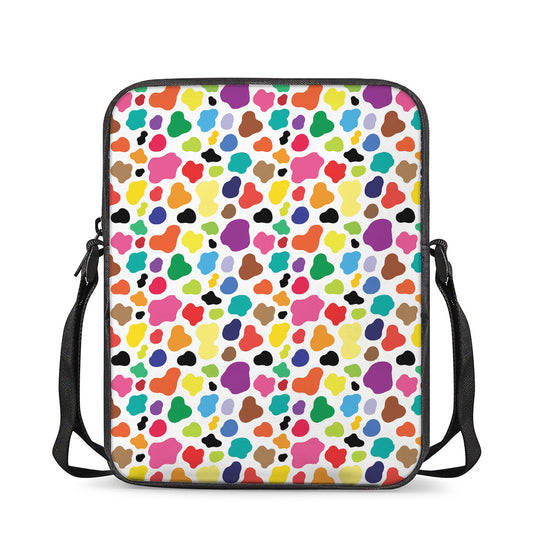 Colorful Cow Pattern Print Rectangular Crossbody Bag