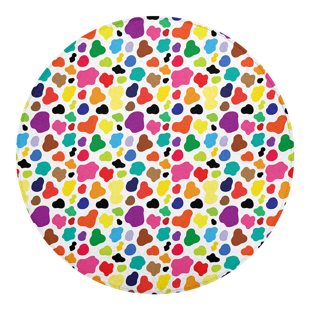 Colorful Cow Pattern Print Round Blanket