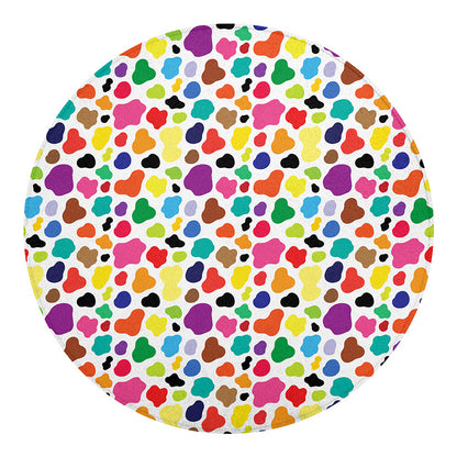 Colorful Cow Pattern Print Round Blanket