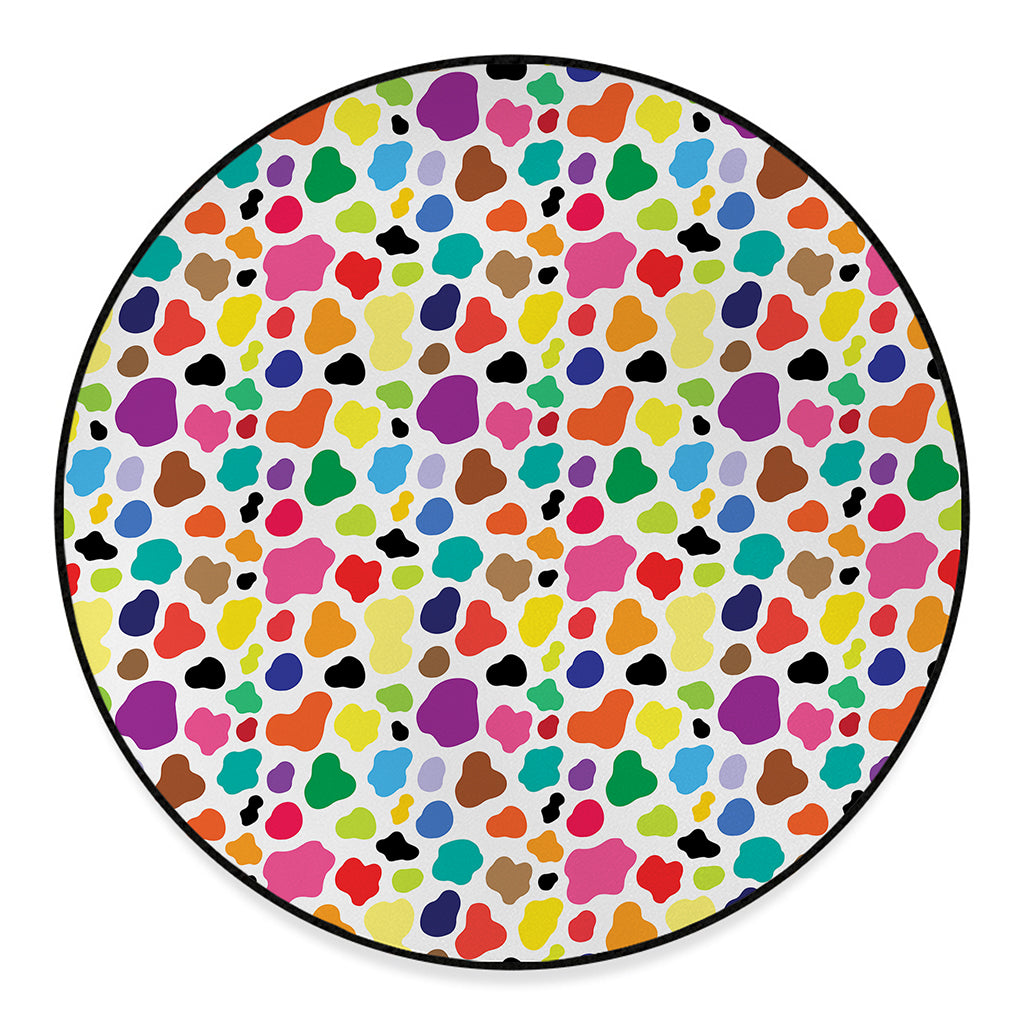 Colorful Cow Pattern Print Round Floor Mat