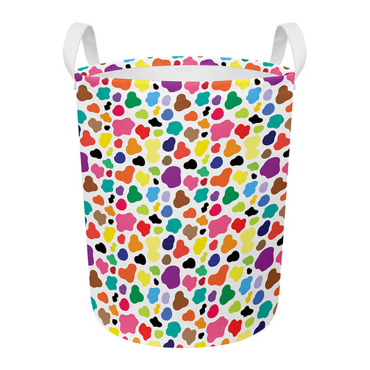 Colorful Cow Pattern Print Round Laundry Basket