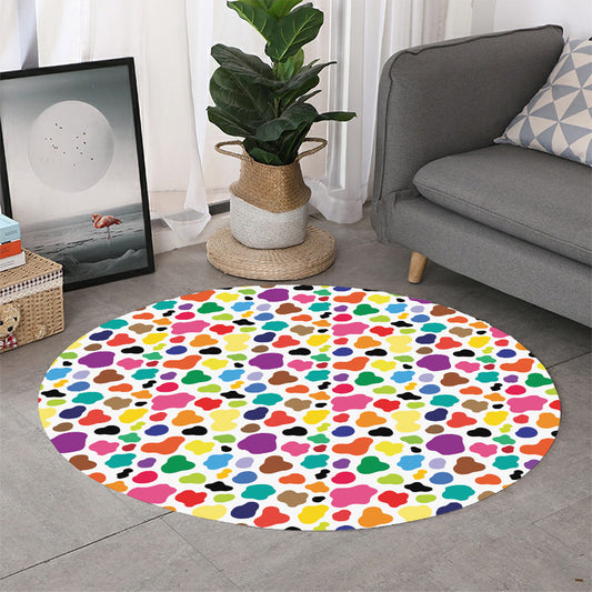 Colorful Cow Pattern Print Round Rug