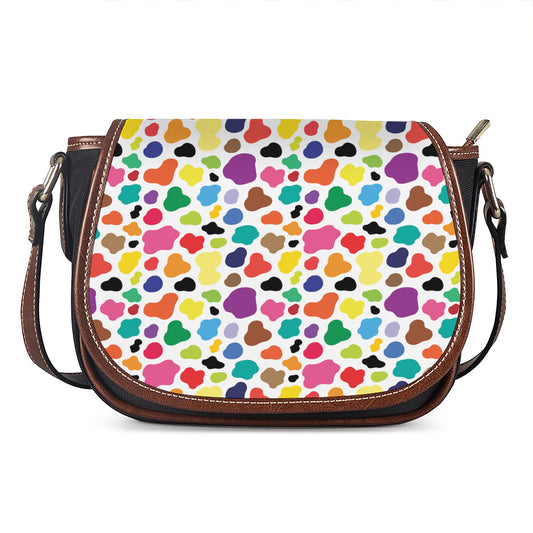 Colorful Cow Pattern Print Saddle Bag