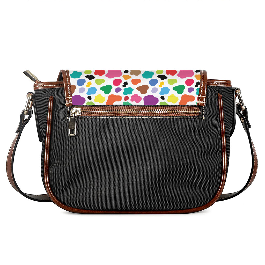 Colorful Cow Pattern Print Saddle Bag
