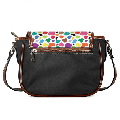 Colorful Cow Pattern Print Saddle Bag