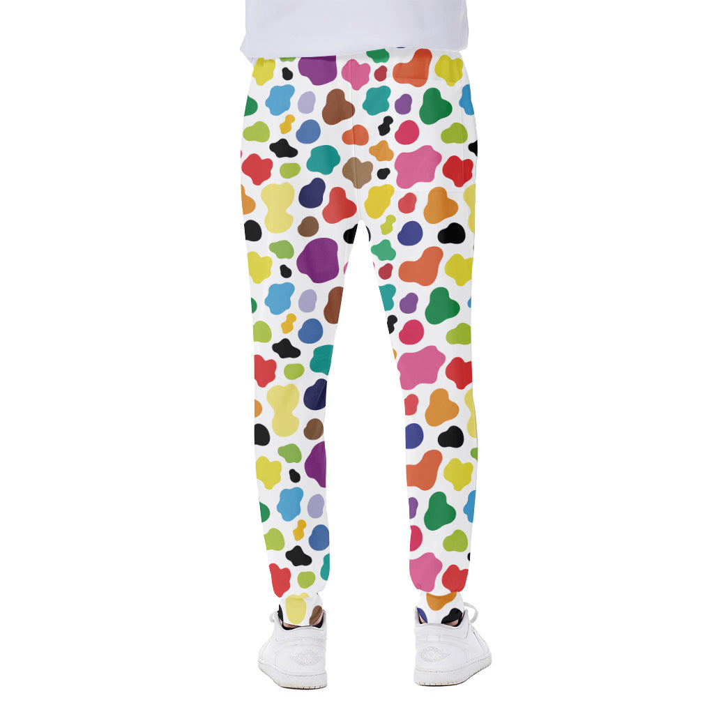 Colorful Cow Pattern Print Scuba Joggers