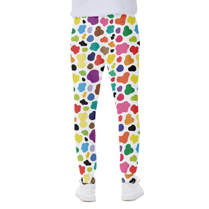 Colorful Cow Pattern Print Scuba Joggers