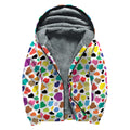Colorful Cow Pattern Print Sherpa Lined Zip Up Hoodie