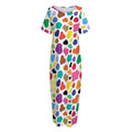Colorful Cow Pattern Print Short Sleeve Long Nightdress