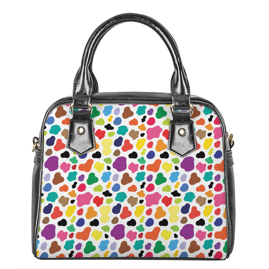 Colorful Cow Pattern Print Shoulder Handbag