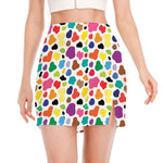Colorful Cow Pattern Print Side Slit Mini Skirt