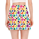 Colorful Cow Pattern Print Side Slit Mini Skirt