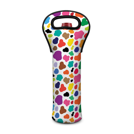 Colorful Cow Pattern Print Single Neoprene Wine Tote