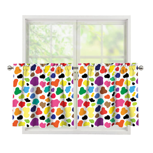 Colorful Cow Pattern Print Tier Curtains
