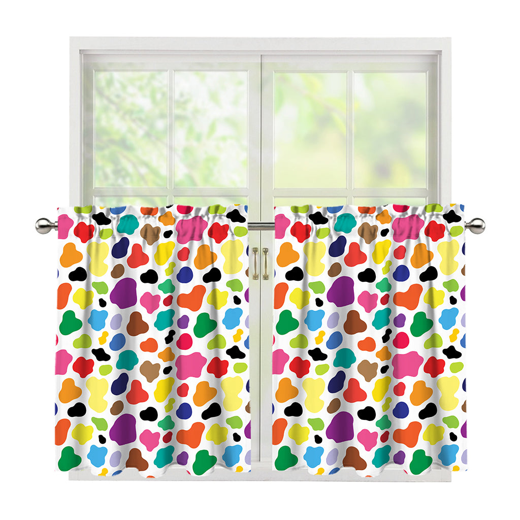 Colorful Cow Pattern Print Tier Curtains