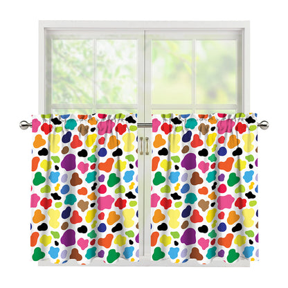 Colorful Cow Pattern Print Tier Curtains