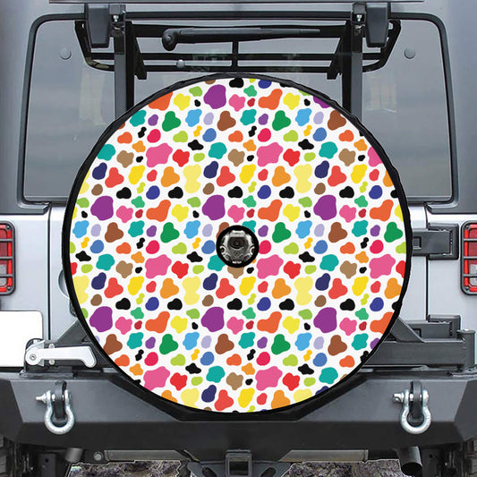 Colorful Cow Pattern Print Tire Cover With Camera Hole