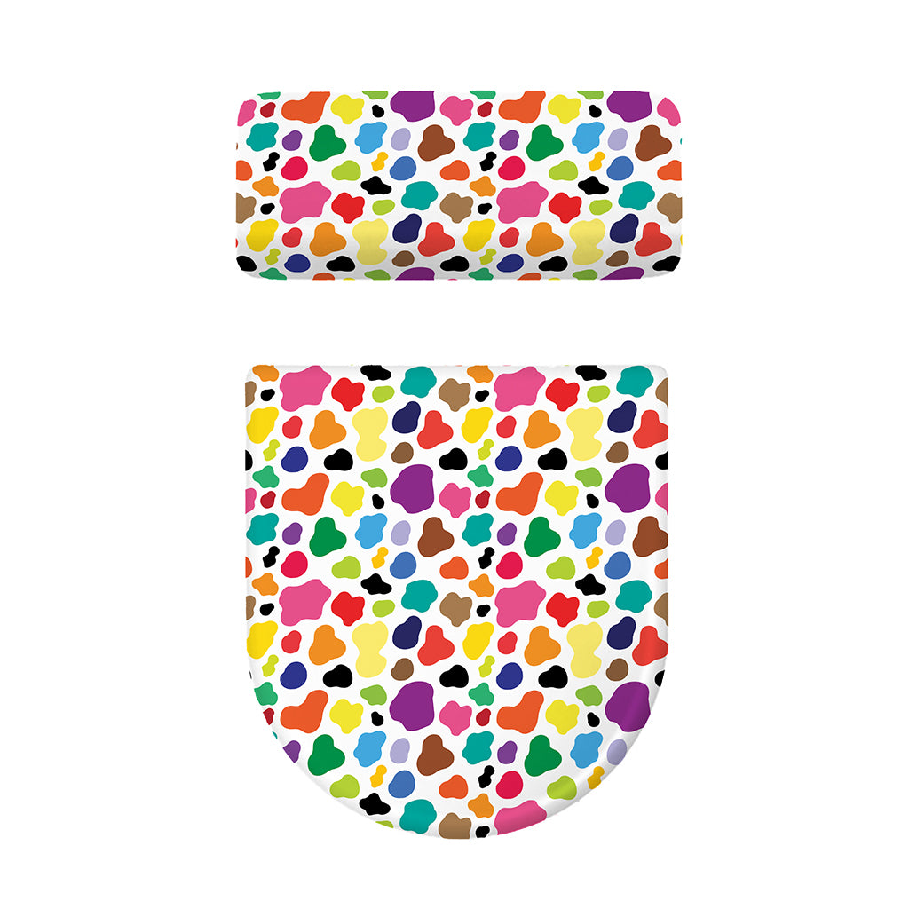 Colorful Cow Pattern Print Toilet Lid And Tank Cover Set