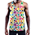 Colorful Cow Pattern Print Men's Workout Tank Top