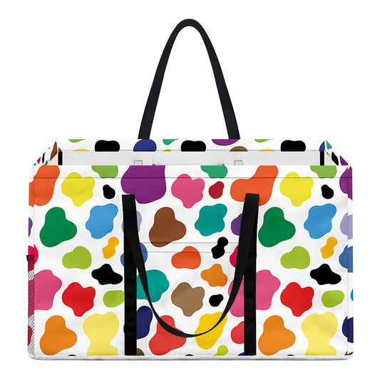 Colorful Cow Pattern Print Utility Tote Bag