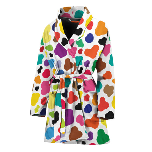 Colorful Cow Pattern Print Women's Bathrobe