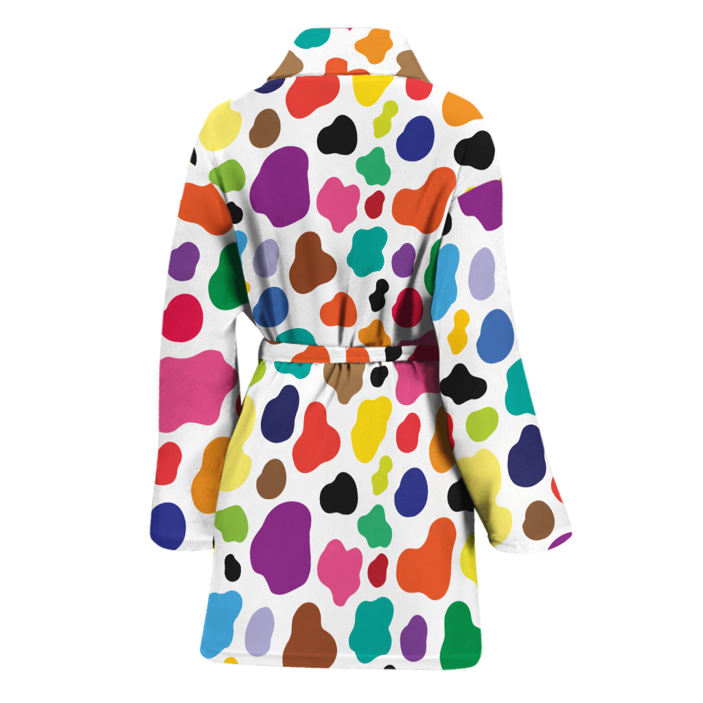 Colorful Cow Pattern Print Women's Bathrobe