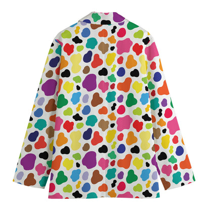 Colorful Cow Pattern Print Women's Cotton Blazer