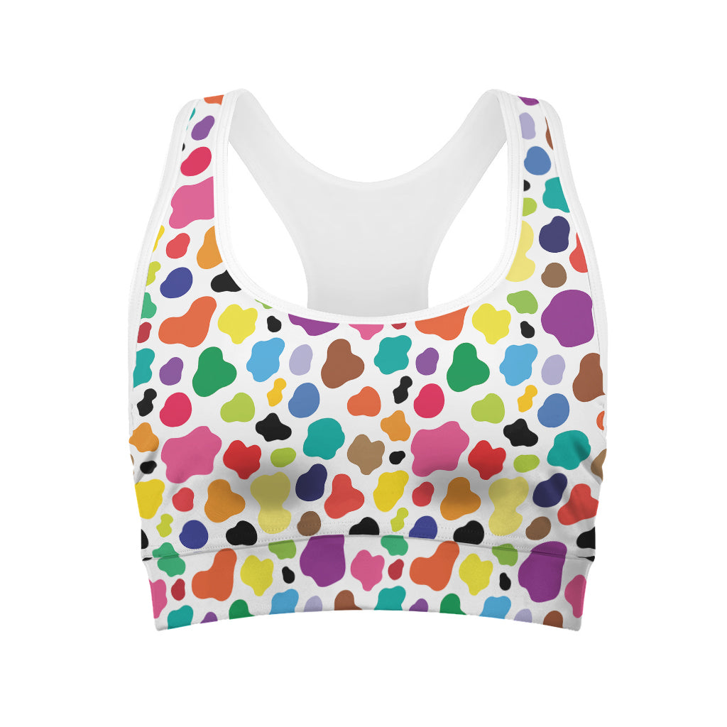 Colorful Cow Pattern Print Women's Sports Bra