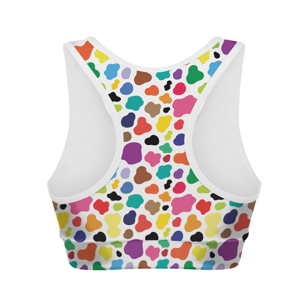 Colorful Cow Pattern Print Women's Sports Bra