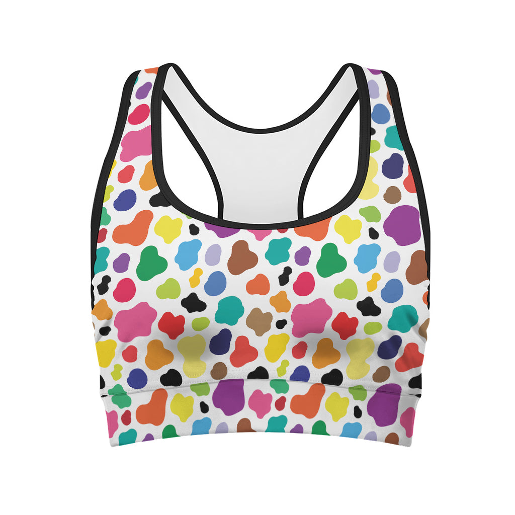 Colorful Cow Pattern Print Women's Sports Bra