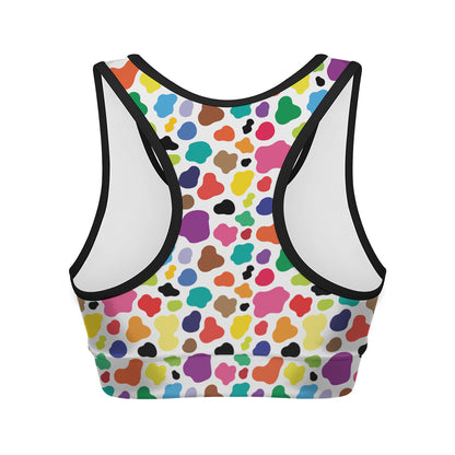 Colorful Cow Pattern Print Women's Sports Bra
