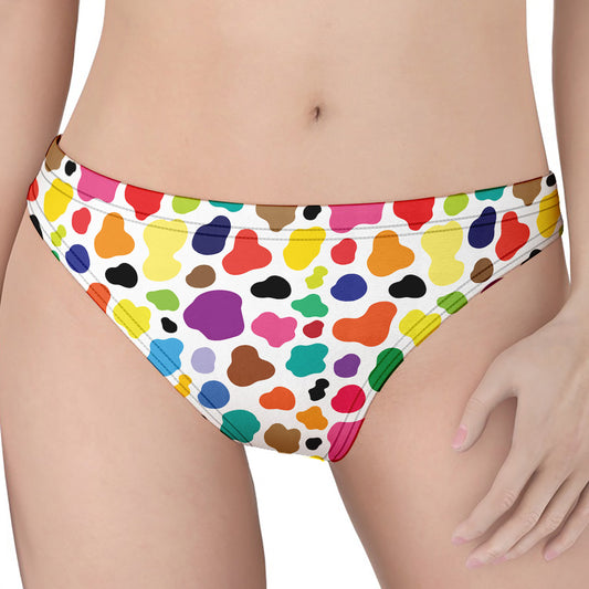 Colorful Cow Pattern Print Women's Thong