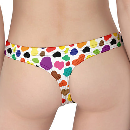 Colorful Cow Pattern Print Women's Thong