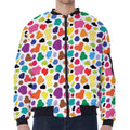 Colorful Cow Pattern Print Zip Sleeve Bomber Jacket