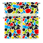 Colorful Cow Print 3 Piece Kitchen Curtains