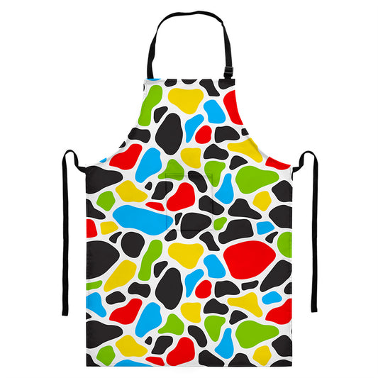 Colorful Cow Print Bib Apron With Pocket