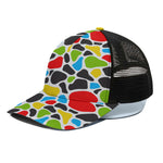 Colorful Cow Print Black Mesh Trucker Cap