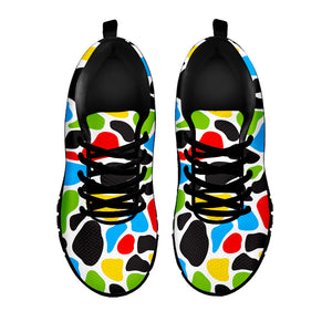 Colorful Cow Print Black Running Shoes