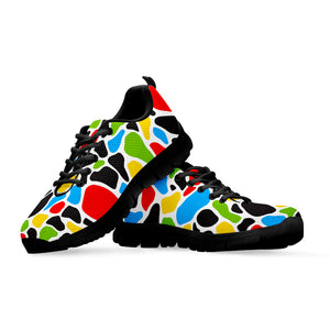 Colorful Cow Print Black Running Shoes