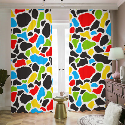Colorful Cow Print Blackout Pencil Pleat Curtains