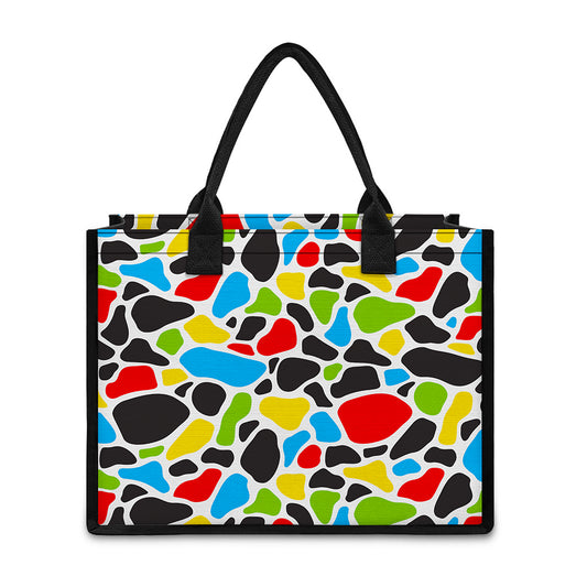 Colorful Cow Print Canvas Tote Bag
