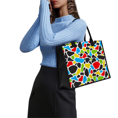 Colorful Cow Print Canvas Tote Bag