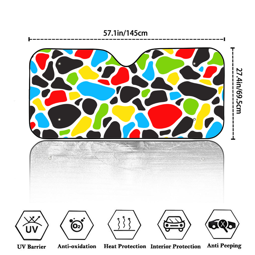 Colorful Cow Print Car Windshield Sun Shade
